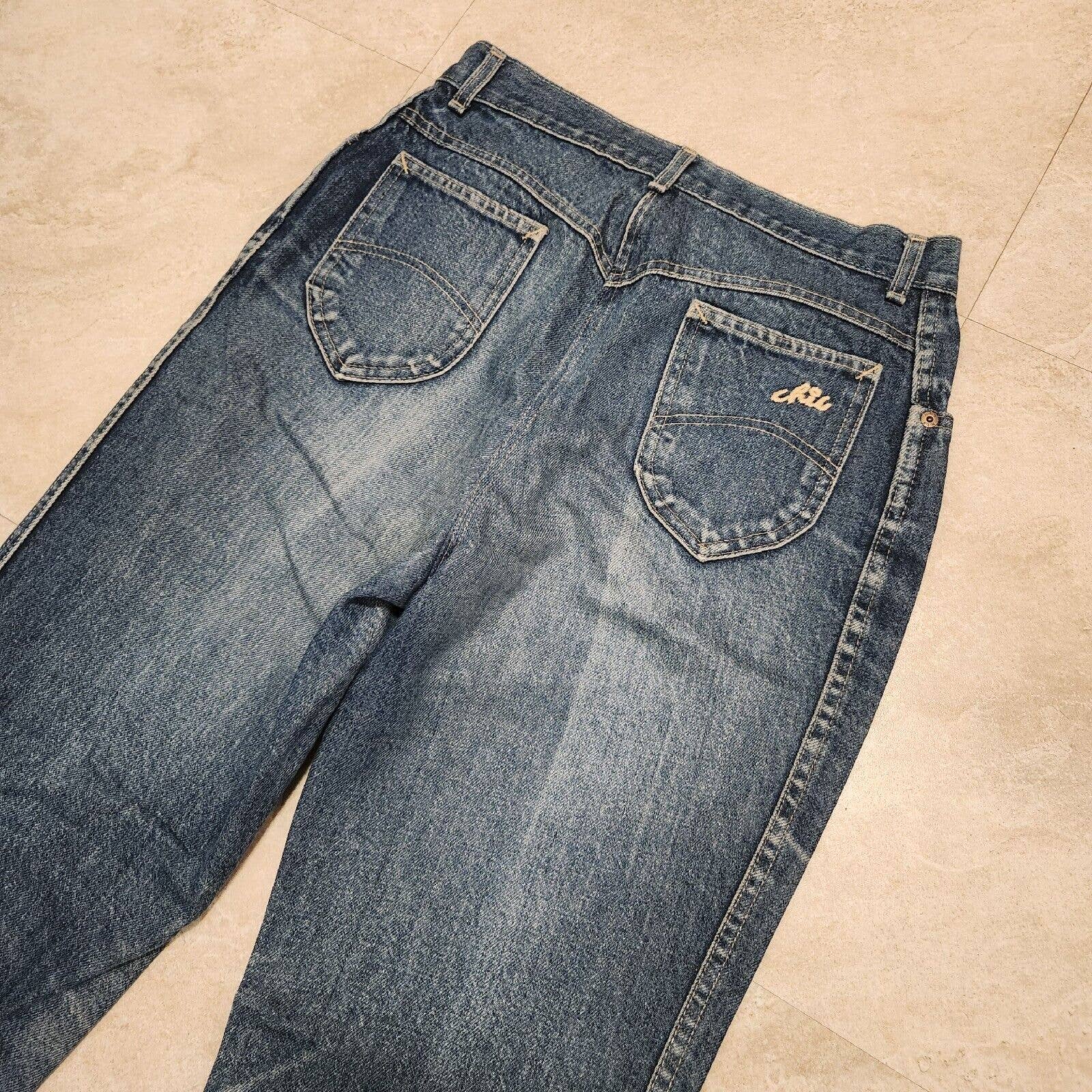 Vtg Chic 80s Blue Denim High-Rise Waisted Mom Jeans Usa Made Womens 13/14 Short